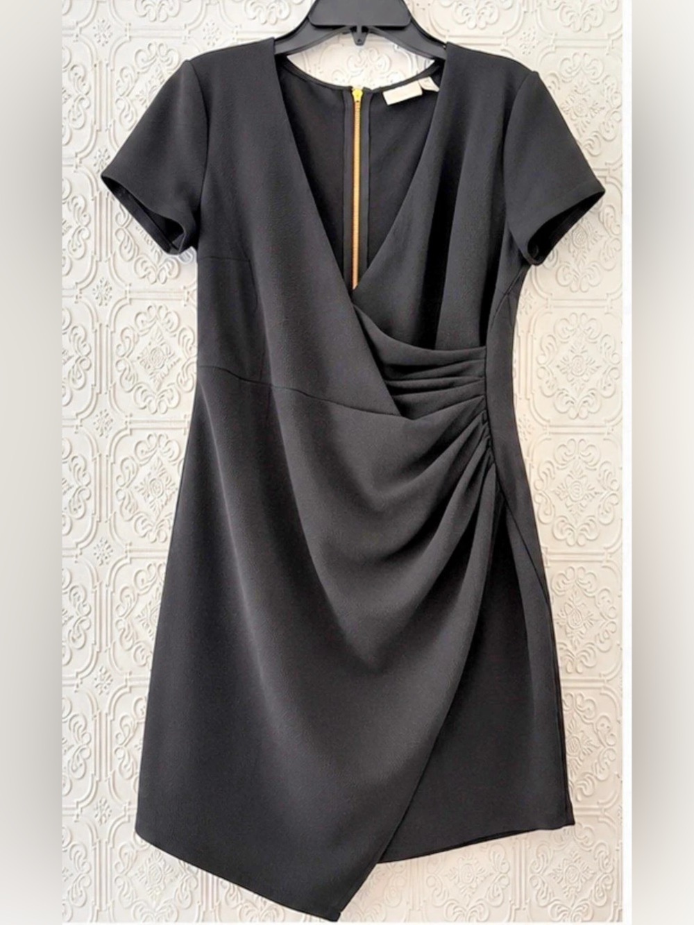 Bisou Bisou Michele Bohbot Black Ruched Asymmetrical Dress Size 16